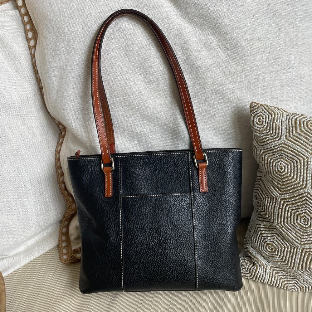 Dooney & Bourke Black Pebbled Leather Tote | Contrast Stitch - Picture 4 of 6
